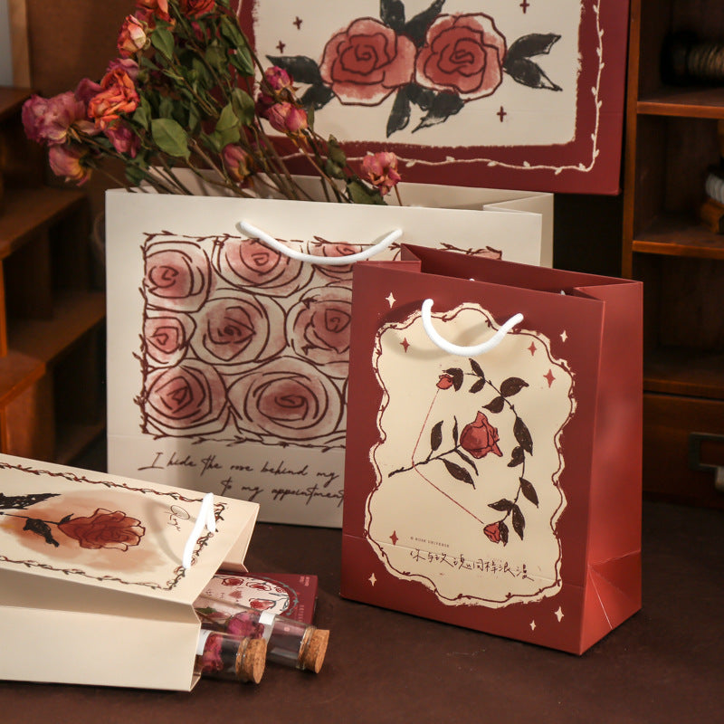 【XS00326】禮品袋 玫瑰宇宙系列 ins創意手帳裝飾素材禮物手提袋 8款