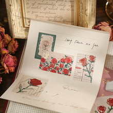 將圖片載入圖庫檢視器 【XS01016】燙金貼紙包 玫瑰史詩系列 復古文藝花卉植物diy手帳裝飾拼
